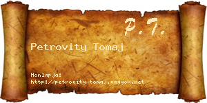 Petrovity Tomaj névjegykártya